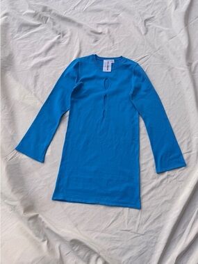 Collusion Bright Blue Cutout Long Sleeve Top
